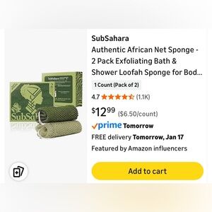 Amazon Green Exfoliating Net Sponge 2 Pack